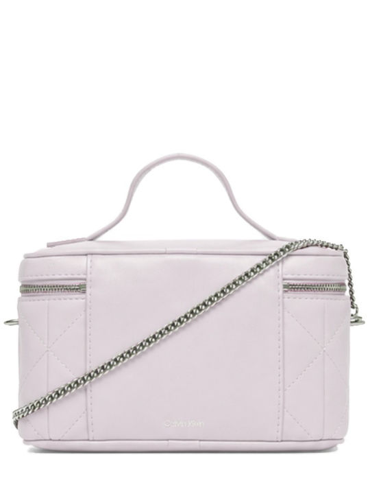 Чанта W Calvin Klein Quilted Beauty Case On Chain Сив Лилав