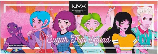 NYX Professional Makeup Sugar Trip Squad Paletă De Highlighters 6x5gr Paletă 30gr