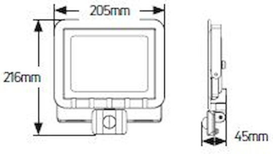 Geyer Водоустойчив LED Прожектор 50W Студено Бяло 6500K с Motion Sensor IP44