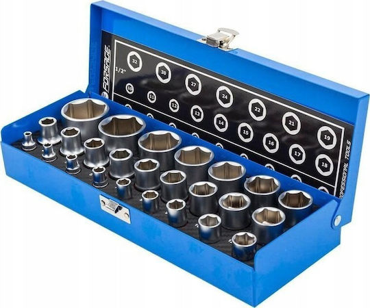 Forsage Set Sockets 1/4'' & 1/2'' 25 Pieces Hexagon 4-32mm