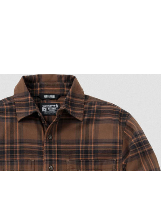 Carhartt Дълъг Ръкав Фланелена Риза Широка Кройка Каре Черен