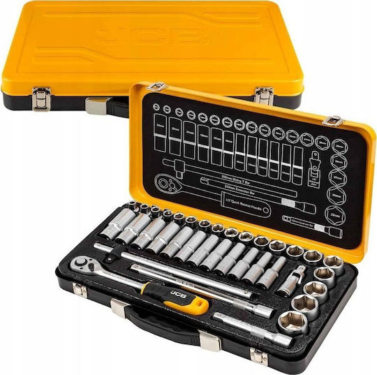 JCB Ratchet with Sockets 1\2" 36 Pieces