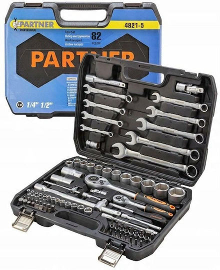 Partner Clichet cu chei tubulare 1\2" & 1\4" 82 bucăți