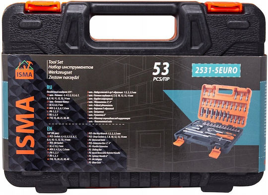 ISMA Fieldmann Ratschen- und Steckschlüssel-Set 1/4" 53 Stück