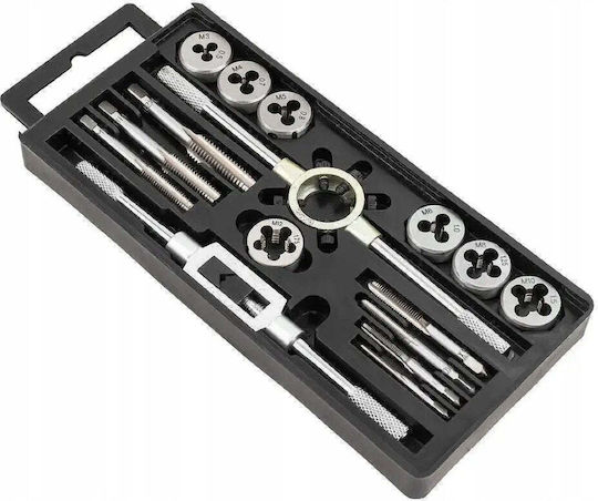 Bituxx Set Handgewindebohrer und Gewindeschneider 16 Stück M3-m12 Organizer Pu