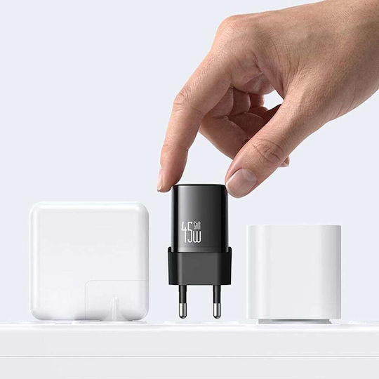 Mcdodo GaN Handyladegerät mit USB-C Ausgangsanschluss und Kabel USB-C - USB-C 45W Stromlieferung Schwarz (Nano Series CH-4433)