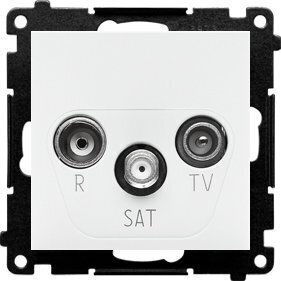 Kontakt-Simon TV-Antennensteckdose für Fernseher Satellit und Radio Tasterminal in Weiß
