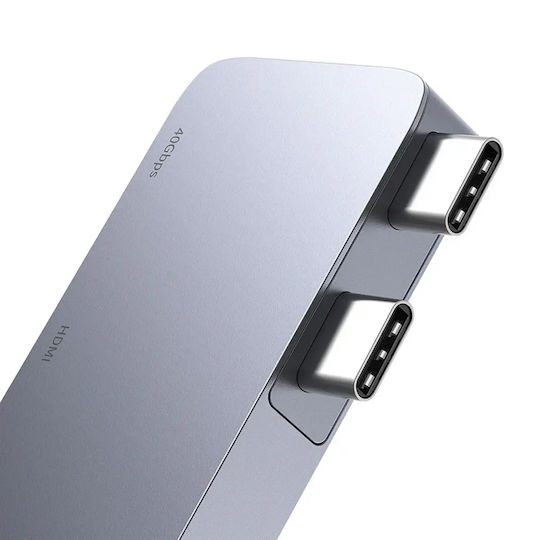 Baseus UltraJoy Series 6in1 Докинг станция с Двоен USB-C HDMI 4K Сив