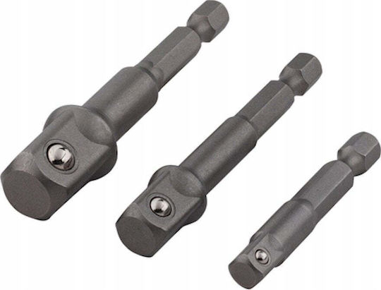 Wolfcraft Set 3 Adaptoare Pentru Prize 1/2 3/8 Inch 1/4 Inch Hexagonal Stem