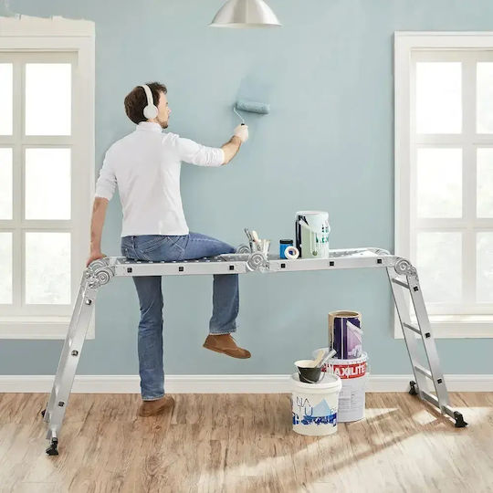 Songmics Scară Multifuncțională Din Aluminiu Cu Înălțime Maximă De 3.2m