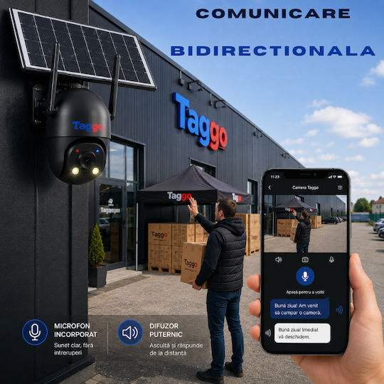 Taggo Stil true IP Cameră de Supraveghere Wi-Fi 4K Impermeabilă cu Baterie, Comunicare Bidirecțională și Obiectiv de 3.6mm