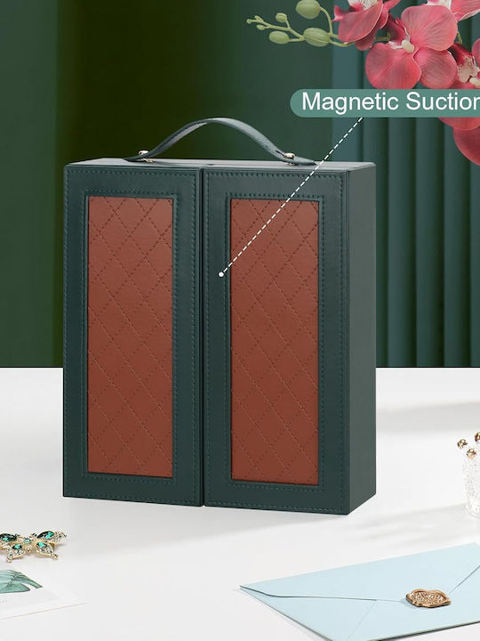 Jewellery Hanger from Faux Leather Green 25x22.5x7.5cm