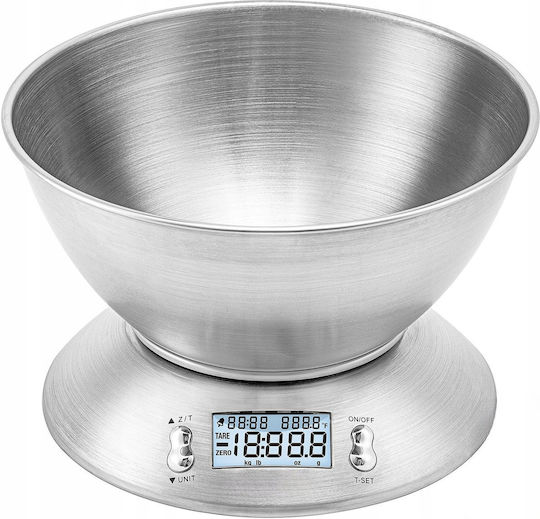 LTC Audio Digitale Küchenwaage mit Eimer bis 5kg Silber