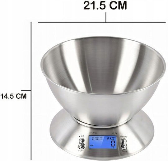 LTC Audio Digitale Küchenwaage mit Eimer bis 5kg Silber