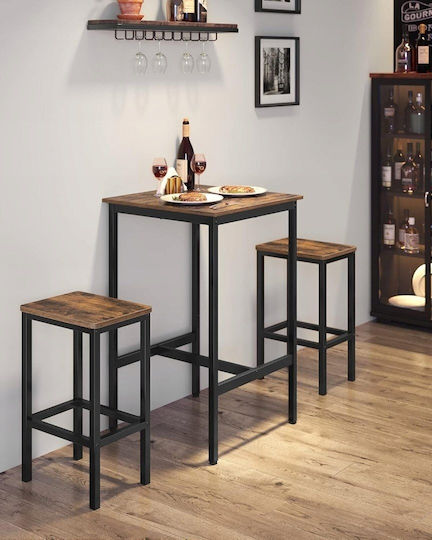 Lbt25x Square Wooden Bar Table with Metal Frame 69x69cm