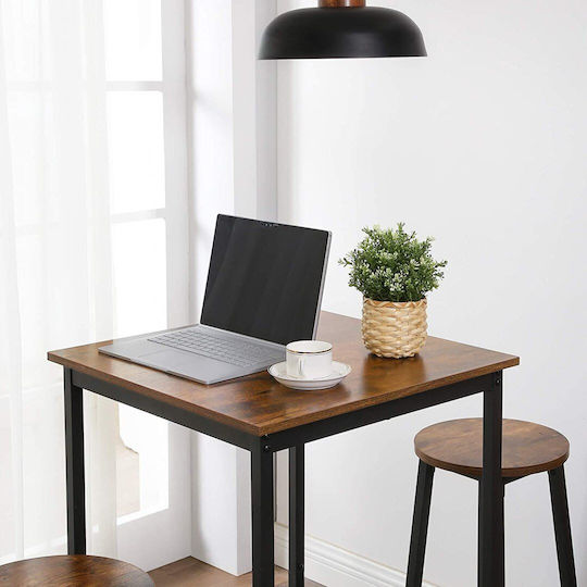 Lbt25x Square Wooden Bar Table with Metal Frame 69x69cm