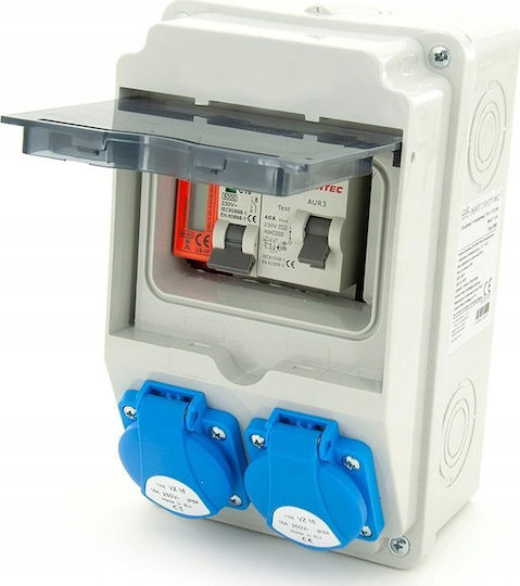 Els Elektrotechnika Construction Garden Distribution Box 2*gs 230v + Protections + Residual Current Device + Certified Mid Meter 6no21c00fl