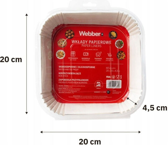 Webber Αντικολλητικά Χαρτιά για Air Fryer 20x20εκ. 60τμχ