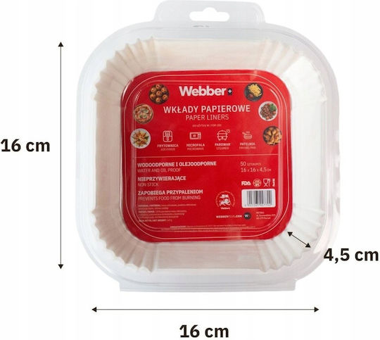 Webber Αντικολλητικά Χαρτιά για Air Fryer 16x16εκ. 50τμχ