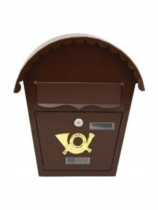 AWTools Țeavă De Șemineu Cutie Poștală Metalică În Culoare Maro 32x37x10cm