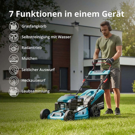 Könner & Söhnen Selbstfahrender Benzin-Rasenmäher 6hp/224cc