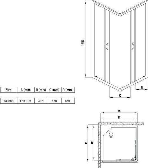 Deante Καμπίνα Ντουζιέρας με Συρόμενη Πόρτα 80x80cm Deante Καμπίνα Ντουζιέρας με Συρόμενη Πόρτα 80x80cm
