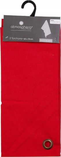 Atmosphera Küchentuch aus 100% Baumwolle in Roter Farbe 45cm 2Stücke