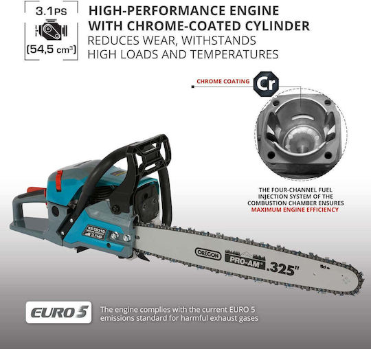 Könner & Söhnen Gasoline Chainsaw 3.1hp with 45cm Blade and Easy Start