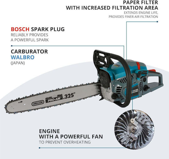 Könner & Söhnen Gasoline Chainsaw 3.1hp with 45cm Blade and Easy Start