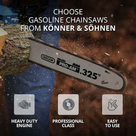 Könner & Söhnen Gasoline Chainsaw 3.1hp with 45cm Blade and Easy Start
