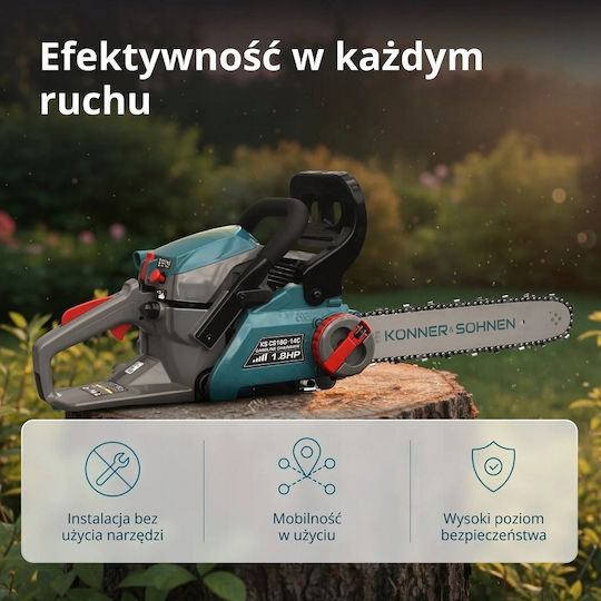 Könner & Söhnen Gasoline Chainsaw 35cc 5.6kg with 35cm Blade and Easy Start