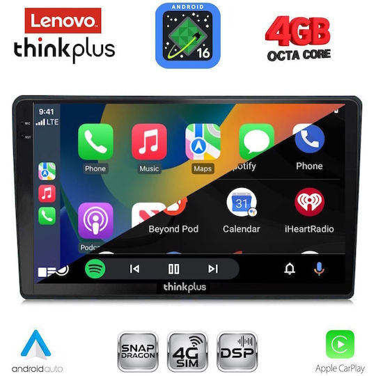 Lenovo Car Audio System for Audi A4 2002-2008 (Bluetooth/USB/WiFi/GPS/Apple CarPlay/Android Auto) with 9" Touch Screen