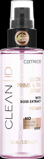 Catrice Cosmetics Clean ID Grundierung Glow & Fix Spray mit Rosenextrakt 100ml