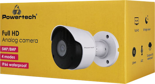 Powertech PT-1588 CCTV Surveillance Camera Full HD+ 5MP Waterproof with Microphone and 2.8mm Lens