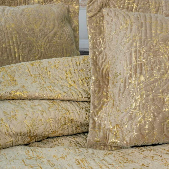 Cottonbox King Size Tagesdecken Set aus Polyester Braune 250x240cm 3 Stück