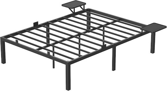 Doppel Metallbett Schwarz mit Lattenrost für Matratze 140x200cm