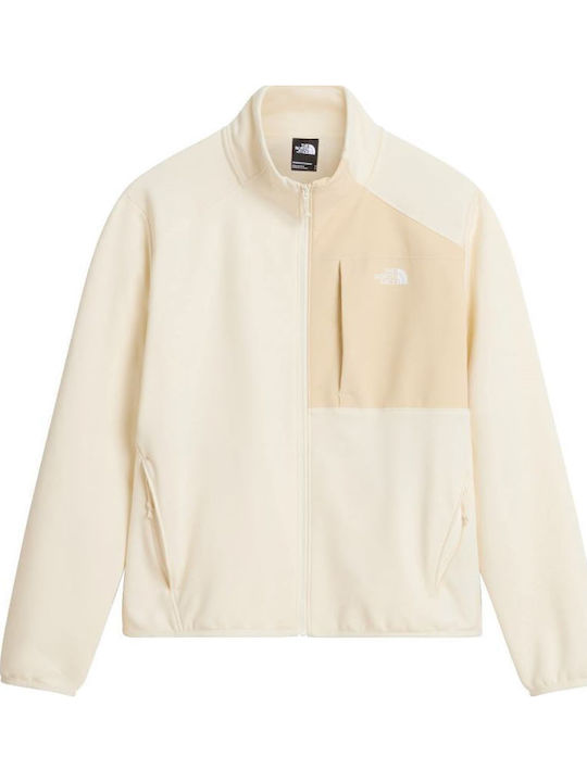 Fleece Γυναικεία Ζακέτα με Φερμουάρ Λευκή