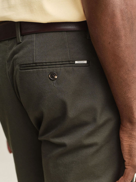 Ανδρικό Παντελόνι Chino Ελαστικό Slim Fit Πράσινο Σκούρο