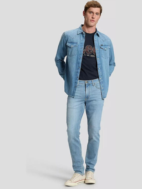 Long Sleeve Denim Shirt in Regular Fit Light Blue