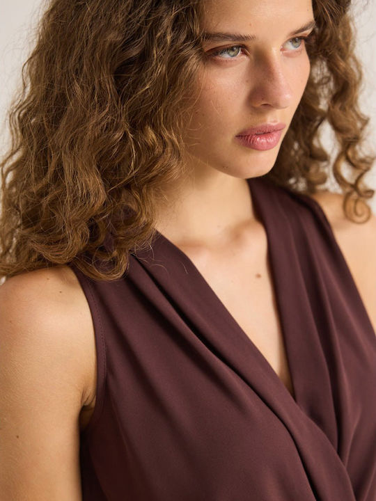 Damen Ärmellose Bluse Dunkel Pflaume