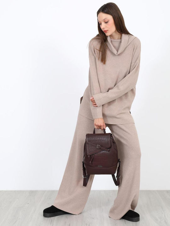 Women's Beige Turtleneck Sweater