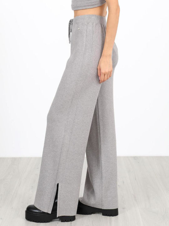 Women's Fabric Trousers with Elastic Grey