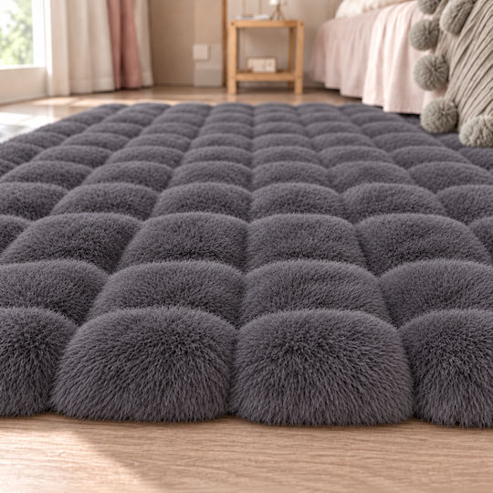 My Home Luxury Bubble Antiderapant Covor Coridor Din Blană Gri Închis 60x150cm