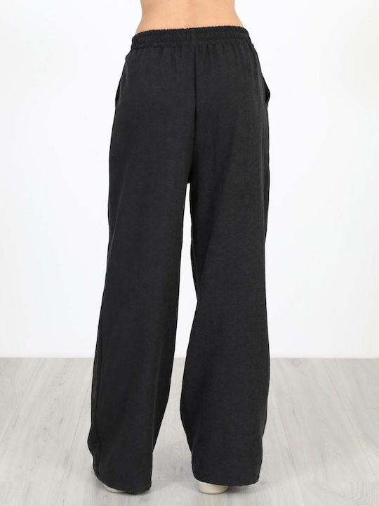 Damen Lederhose mit Gummiband Schwarz
