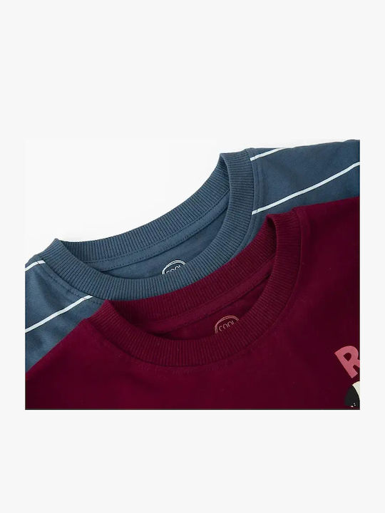 Set Kids Tops Burgundy and Blue