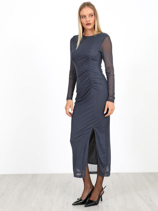 Sommer Midi Hemdkleid Grau