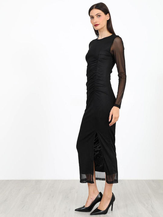 Sommer Midi Abendkleid mit Tüll Schwarz