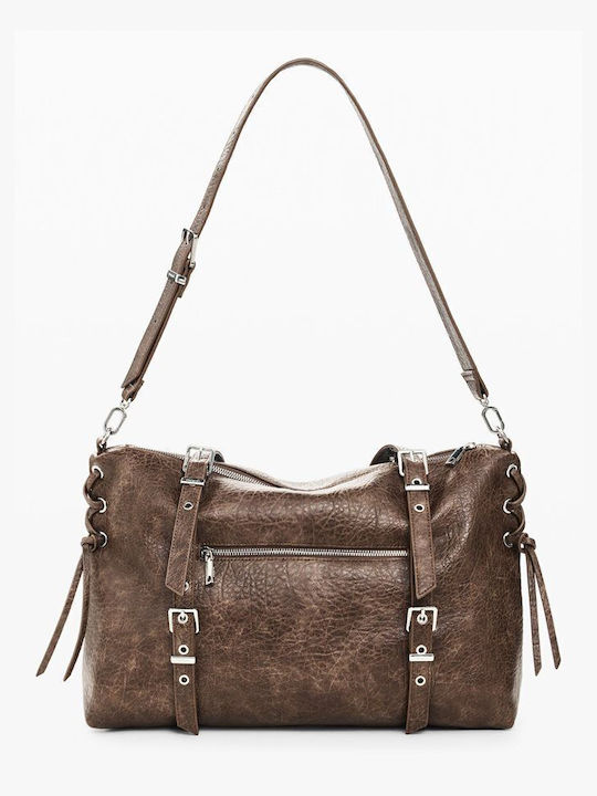 Set Gehäkelte Damen-Shopper-Tasche Braun
