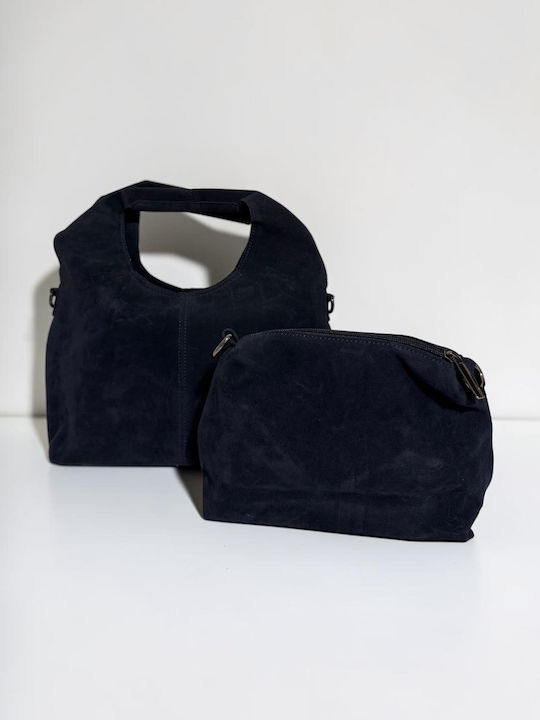 Women's Handbag Suede Navy Blue