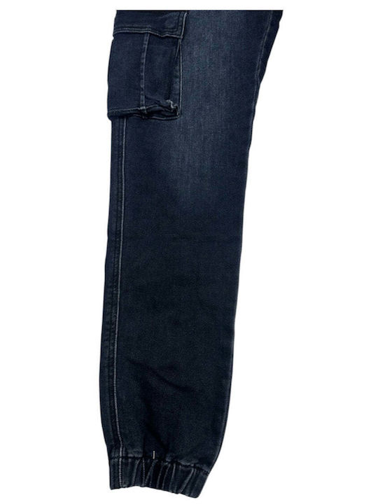 Men's Cargo Stretch Dark Blue Jeans Pants